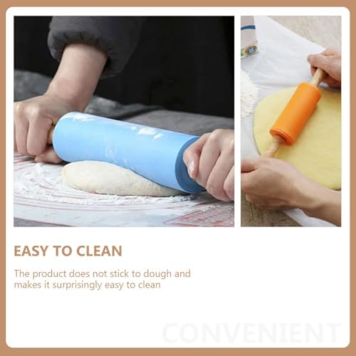 2pcs Silicone Rolling Pin for Baking, Anti-slip Dough Roller Tool