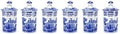 Spode Blue Italian Set of 6 Spice Jars, Fillable Containers for Mixed