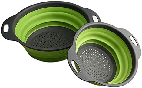 Alnicov 2PCSs Collapsible Colander,Silicone Vegetable/Fruit Flexible