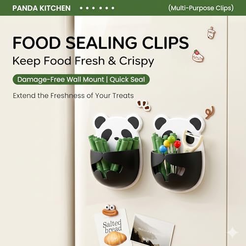 Magnetic Bamboo Cute Chip Clips&Panda Bag Clips for Food Storage