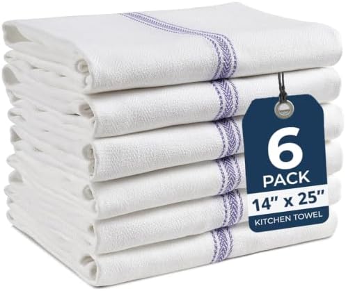 LANE LINEN Dish Towels 100% Cotton Absorbent Lint-Free 6 Pack