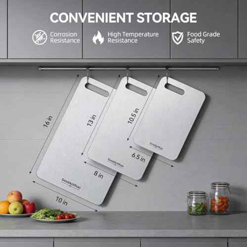 Titanium Cutting Boards Set of 3, 100% Pure Titanium Kitchen Cutting