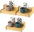 Expandable Bamboo Mug Holder, 2-Tier Expandable Coffee Mug Holder for
