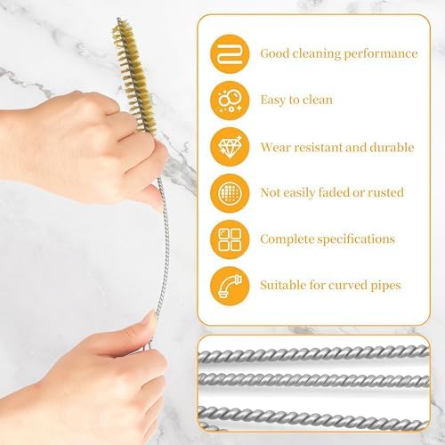 7 PCS Brass Wire Tube Brush Kit Wire Bottle Brushes, 11'' Long-Handle