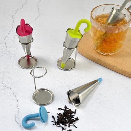 Umbrella Tea Infuser 4PCS Reusable Cute Tea Diffuser with Drip Tray