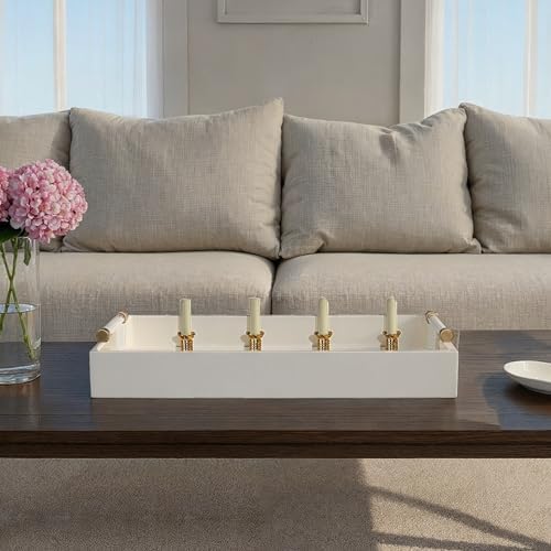 Creative Co-Op Wood Lacquered Serving Tray with Acrylic and Metal