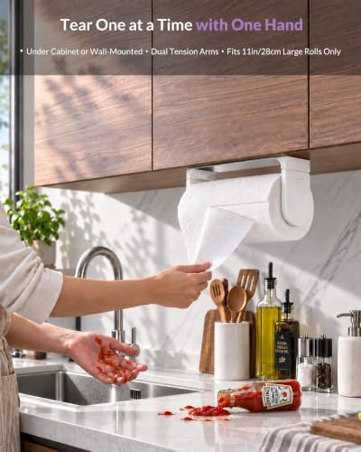 simpletome ONE Hand White Paper Towel Holder