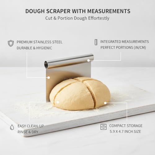 Bench Prep Essential: Stainless Steel Dough Scraper with Measurement