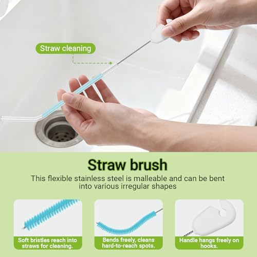 3-in-1 Bottle Brush, 15 Inches Long Handle Kitchen Water Bottle Brush