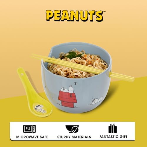 Peanuts Snoopy Microwave Ramen Bowl Set, 20oz Ceramic, Chopsticks