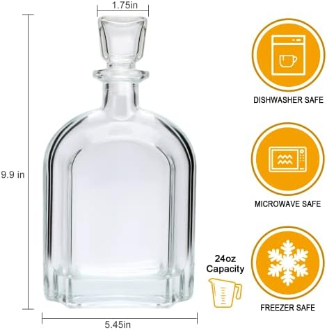 24oz Whiskey Glass Bottle,Decanter Set with Glasses,Delicate Decanter