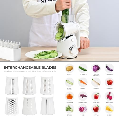 SUSTEAS Rotary Cheese Grater Hand Crank, Kitchen Shredder Vegetable