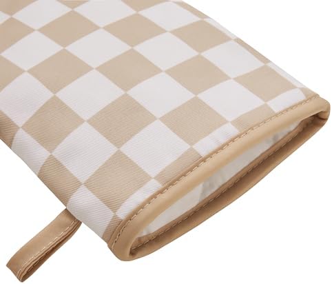 Ohocut Beige Checkered Mini Silicone Oven Mitts, Set of 2