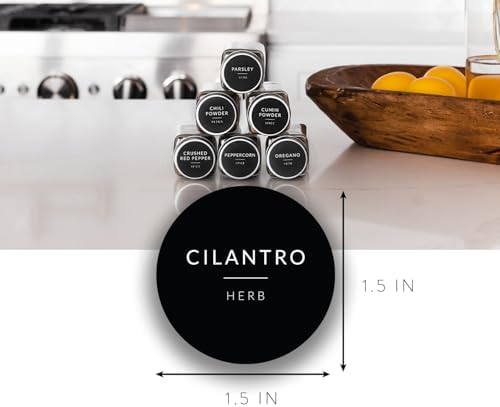 Spice Labels for Glass Jars, 202 Round Preprinted Waterproof Kitchen