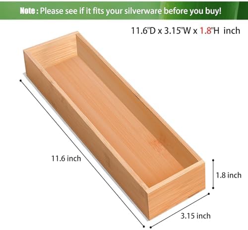 guiogc Bamboo Silverware Drawer Organizer, Set of 2