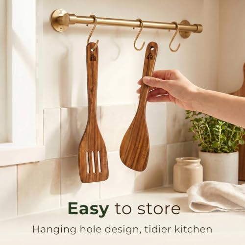 Wooden Spatula for Cooking, 2pcs Acacia Wood Utensils Set for Nonstick