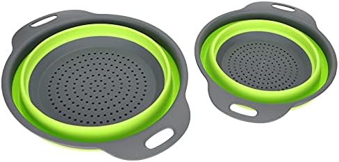 2Pcs Round Collapsible Colanders for Kitchen, 2 Sizes