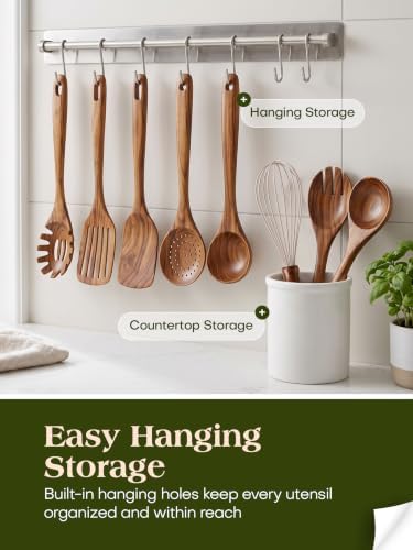 AIUHI 10-Piece Teak Wood Kitchen Utensil Set