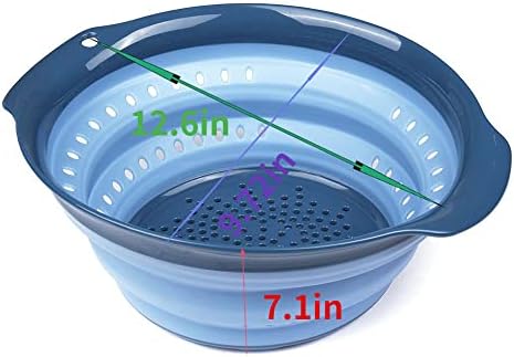 Collapsible Colander, Silicone Food Strainer with Plastic Handles