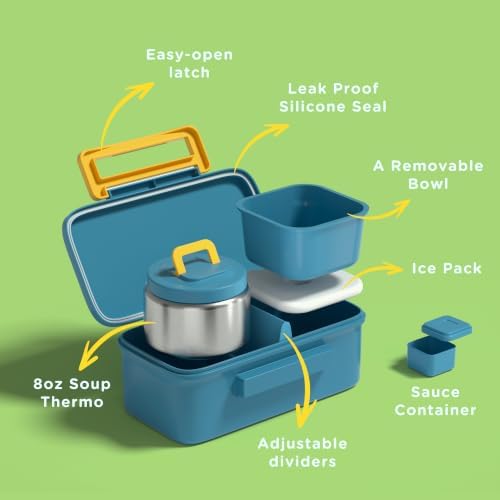 Bento Lunch Box for Kids With 8oz Food Thermo,BPA-Free for School