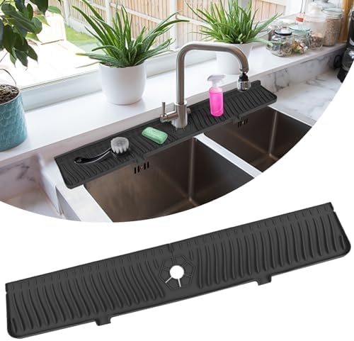 30 Inch Longer Faucet Mat for Kitchen Sink, Silicone Sink Faucet Mat