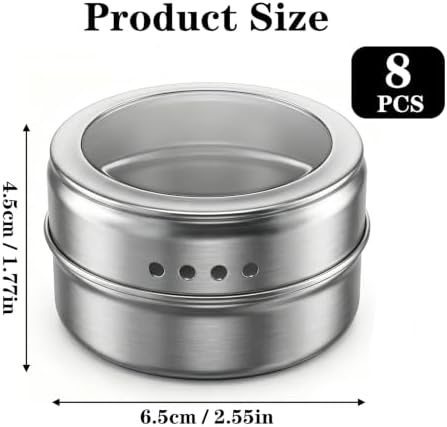 8 Pack Magnetic Spice Tins, 3oz