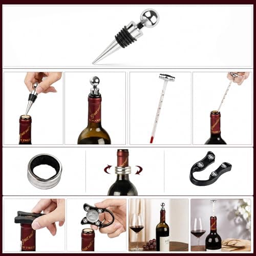 Wine Bottle Opener Set, 9-Pieces Stainless Steel Manual Corkscrew Kit