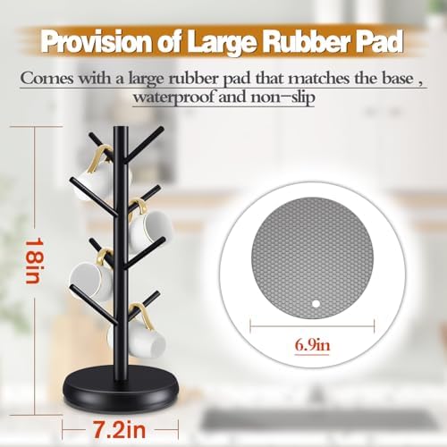 Rotating Bamboo Mug Tree, 8-Hook Holder