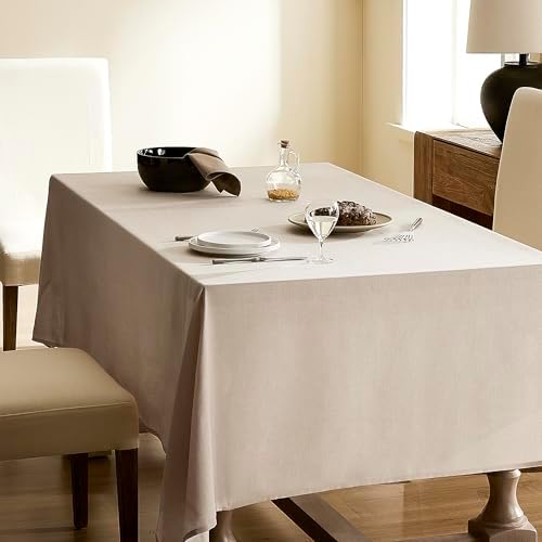 Beige Fabric Table Cloth for Dining Table Linen Farmhouse Rustic