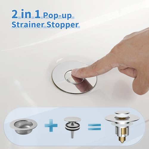 2-Pack Universal Metal Bathroom Sink Stopper Strainer, Hair Catcher