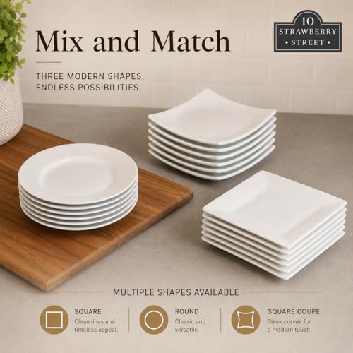 10 Strawberry Street Ceramic Simply White 6" Square Appetizer Plate