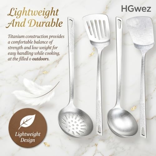 Pure Titanium Cooking Utensil & Spatula Set, No Coating Ultralight