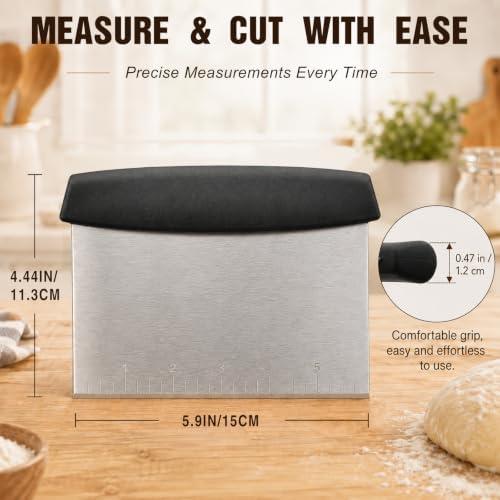 Stainless Steel Bench Scraper Dough Cutter with Measurement Marks