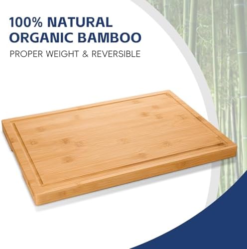 Hiware 3-piece Bamboo Cutting Boards for Kitchen, Heavy Duty Bamboo