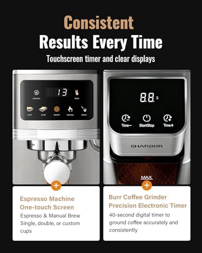 SHARDOR Espresso Machine with Grinder Bundle, 20 Bar