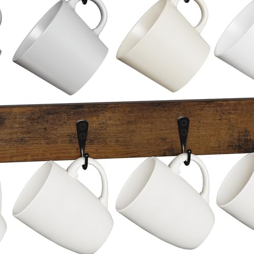 YINMIT Coffee Cup Holder Wall Mounted, 12-Hook Mug and Shelf for