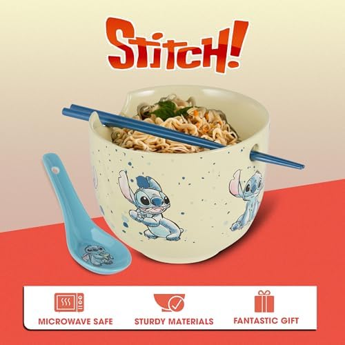 Stitch Ramen Bowl Set, 20oz Ceramic Instant Noodle Bowl, Chopsticks