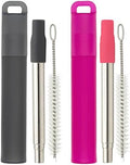 NAIVELY-Metal Reusable Straws, 2 Pack Collapsible Portable Stainless