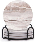 LIFVER Absorbent Coaster Sets of 4, Drink Coasters with Holder, Marble