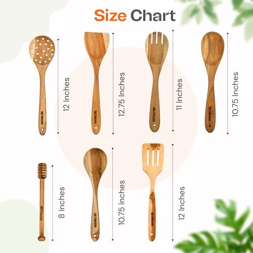 7-Piece Teak Wood Cooking Utensil Set