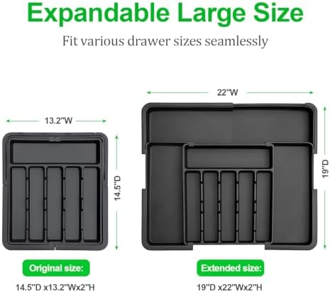 Extra Large Expandable Silverware Organizer: Kitchen Drawer Flatware
