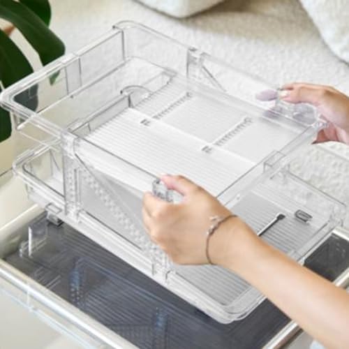 HERCHR Stack Can Dispensers, Rolling Soda Can Organizer 2 Layer Clear