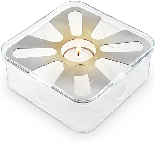 Teabloom Radiance Square Tea Warmer with Tealight Candle – Elegant