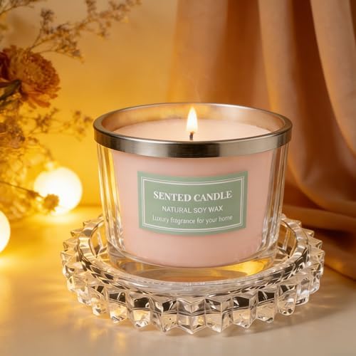 Clear Candle Holder Candle Dish – Chic Glass Candle Holder Tray for