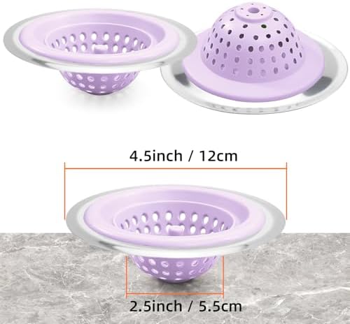 Silicone Strainer for Kitchen Sink, 2 Pack, Stainless Steel