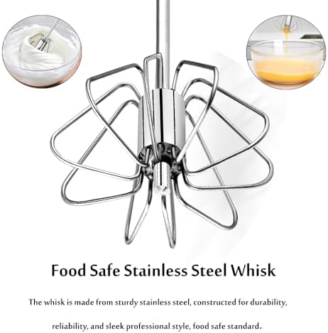 Stainless Steel Semi-Automatic Egg Whisk Set, 2PCS Hand Push Rotary