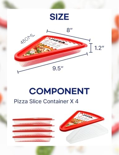 Pizza Slice Container, Tray and Saver, BPA Free 4 Pack No more soggy