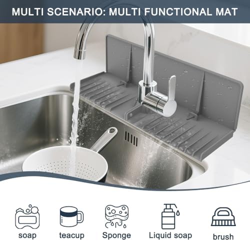Silicone Faucet Mat for Kitchen Sink - Sink Splash Guard Behind Faucet