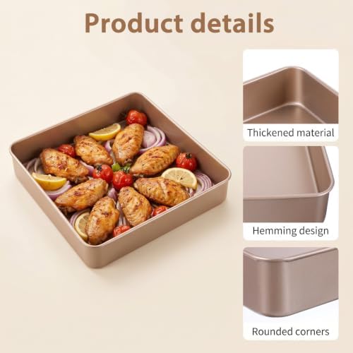 2 Pack Square Cake Pan Nonstick Cookie Sheet 11Inch Baking Toaster