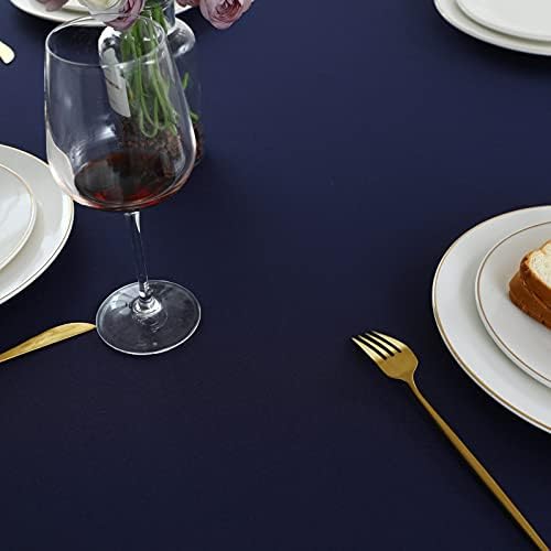 FOLINS&HOME Navy Blue 60 Inch Round Tablecloth, Waterproof Table Cloth